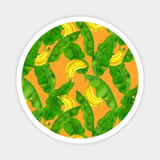 Bananas and leaves watercolor design Magnet